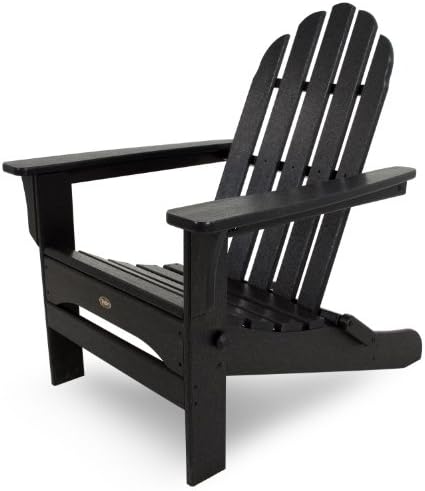 Trex Outdoor Furniture by Polywood TXA53CB Cape Cod Folding Adirondack Chair, Charcoal Black
