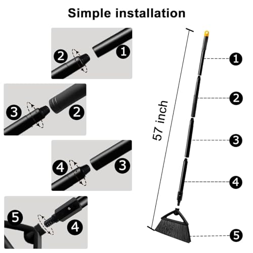 Image of Heavy Duty Black Angle Broom with Long Handle - 4 Pack