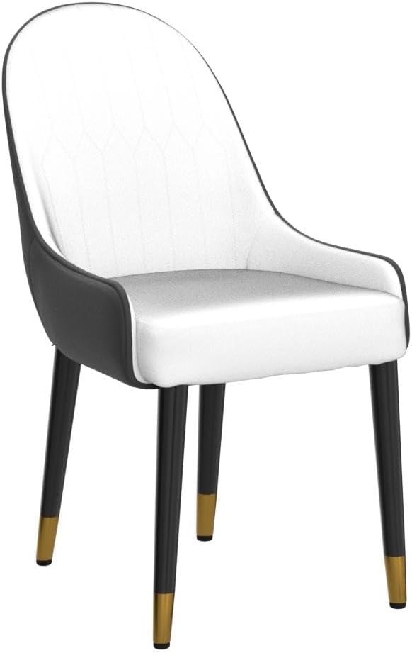 2Pcs/ Set Dining Chairs - Ergonomic PU-Leather Chairs with Comfortable Thick Cushion & Backrest, Modern Desk Chair for Living Room, Dining Room, Black