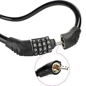 2 PACK Bike Locks Cable, Anti Theft Bicycle Lock Chain, 4 Digit Security Resettable Bike Combination Lock Self Coiling Combination Cable Combo Bike Locks Without Mounting Bracket, 2 Feetx1/2 Inch (Black) — photo 2 of 6
