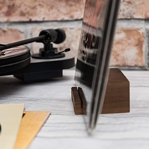 Kaiu Premium Vinyl Record Stand - Showcase Your Now Playing Album Cover - Minimalistic & Elegant Holder Design- Compatible With All Cds & Lps - Walnut #TOP5