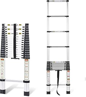 Telescopic Ladder, 16.5FT(5m) RIKADE Aluminum Telescoping Ladder with Non-Slip Feet, Portable Extension Ladder for Household and Outdoor Working, 330lb Capacity