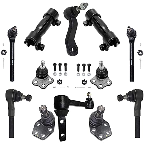 Detroit Axle - 2WD Front Idler Pitman Arm + Ball Joints + Tie Rods + Adjustment Sleeves Replacement for 2000-2002 Dodge Ram 2500 Ram 3500-12pc Set