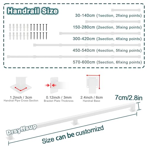 Rambarde pour escalier extérieur kit complet mural blanc