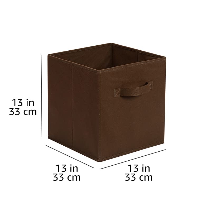 Amazon Basics Cube Organizer Storage Bins Handles, Collapsible Fabric, Pack of 6, 13"x13"x13", Brown - Image 6
