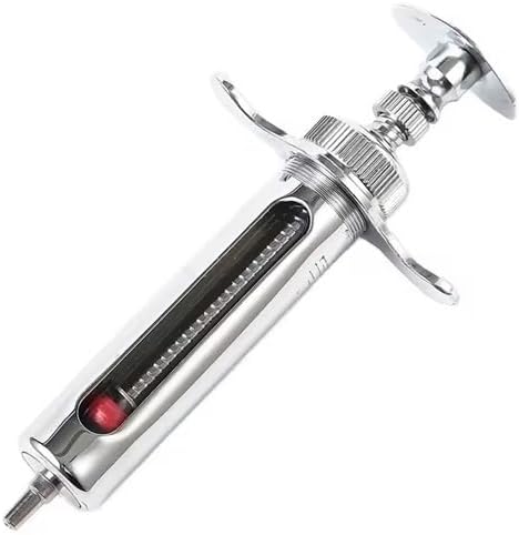 20cc Stainless Steel Injector Reusable Metal Syringe 20ml glass Hypodermic Veterinary Animal Syringe Livestock Pig Cattle Sheep Feeder with locking screws
