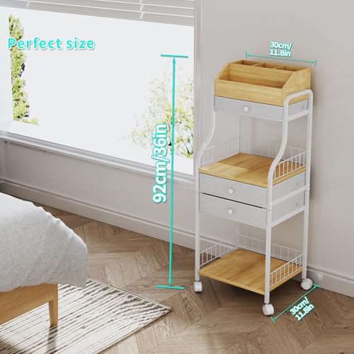 HapiRm Kosmetikwagen mit Rollen Schminktisch Organizer - Vanity Skincare Kosmetik Rollwagen und Aufbewahrung mit Schubladen, Rollwagen Kosmetikstudio für Hautpflege Nagellack Parfüm Make-up-Pinsel