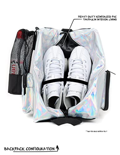 Fydelity Roller Skate Bags For Women Girls Roller Skate Backpack Roller Skate Accessories Ice Skates Kids Ice Skate Bag Rollerskate Bag Ice Skating Bag Roller Skating Bag Holographic Silver #TOP7