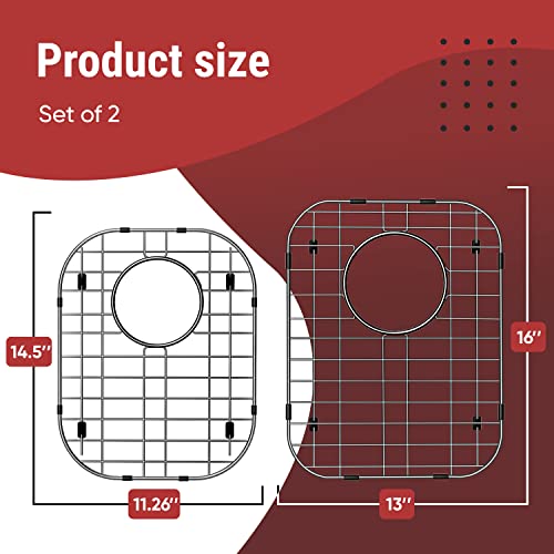 13x16 and 11.26x14.5 Sink Protectors for Kitchen Sink - Sink Bottom Grid - Stainless Steel Sink Protector - Sink Grate for Bottom of Kitchen Sink - Kitchen Sink Rack - 2 Pack Set