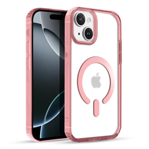 Image of KARWAN️ Hybrid Transparent iPhone 15 Back Cover Case Compatibe with Mag-Safe | Shockproof Design |Camera Protection Bump | Transparent Back Cover Case for iPhone 15 (PC, TPU | Pink