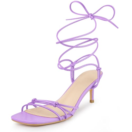 Sandales à talons à lacets Perphy avec bout carré tendance pour femme