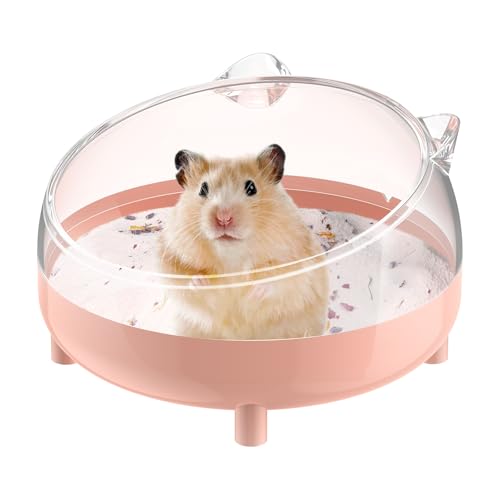 Pawfly Hamster Sand Bath Container, Hamster Sand Bath Box, Hamster Bathtub, Hamster Bathroom, Hamster Toilet, Plastic Dust Bath for Dwarf Hamsters, Syrian Hamsters, Mice, Gerbils & Small Animal, Pink