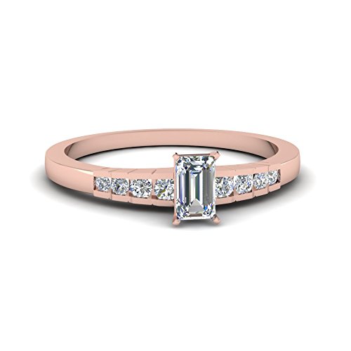 Image of 55Carat Choose Your Gemstone Diamond CZ Graduated Accent Ring Rose Gold Plated Emerald Shape Petite Engagement Rings Everyday Jewelry Wedding Jewelry Handmade Gifts for Wife US Size 4 to 12