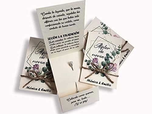 ALFILERES DE NOVIA. 50 unidades. MODELO CLASICO CON LEYENDA. Detalles para invitados. BODA