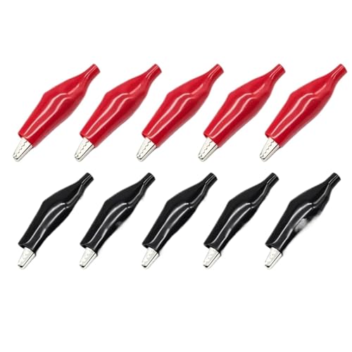 Small Black Red Soft Plastic Coated Testing Probe Test Clips 10Pcs Metal Clip Crocodile Electrical Clamp