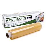 Cuki Professional Pellicola Trasparente per Alimenti in PVC 30 cm x 300 m con Taglierina Scorrevole, Rotolo Professionale per Conservazione e Copertura Cibi