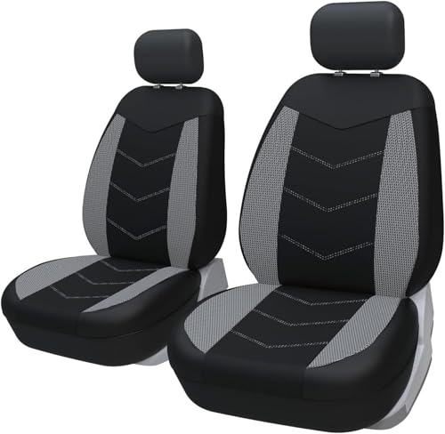 TOYOUN Universal Autositzbezüge für Vordersitze - Sitzbezüge Auto Atmungsaktiv Sitzschoner Auto - Schonbezug Autositz Vorne 2er Set Autozubehör, Grau