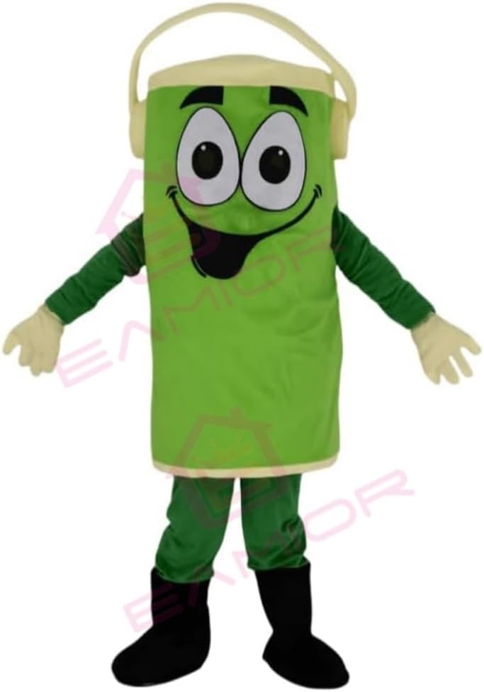 Green Paint Can Mascot Costume for Adults Men & Women with Built-in Fan Inside the Head