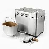 Panificadora automática, panificadora de acero inoxidable, dispensador inteligente de frutas y frutos secos y bandeja de teflón antiadherente, 17 programas, temporizador de 15 horas, cualquiera puede
