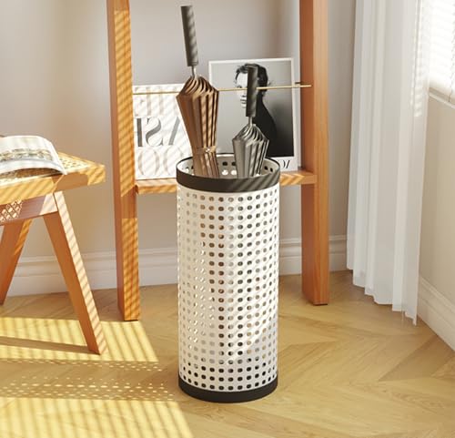 Paragüero de tela de diseño elegante con estructura de metal perforado para interior 4