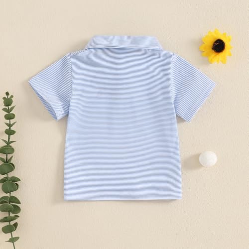 Toddler Baby Boy Shirt Golf Stripes Short Sleeve Button Down T-Shirt Tops Cute Infant Casual Tee Summer Clothes4