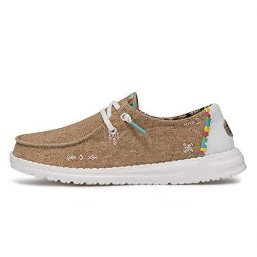 Image of HEYDUDE Women's Wendy Boho Slip On Shoe, Sand Size 8 | Lightweight Casual Loafer with Memory Foam Insole