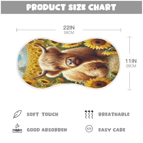 Highland Cow Yellow Sunflowers Baby Burp Cloths Cotton Burp Clothes Absorbent Muslin Burp Cloths Soft Burp Cloth Rags for Newborn Girl Unisex Boy 1 Pack 22x11 Inches2