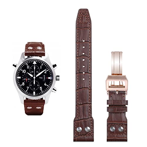 Bracelet montre en cuir d'Italie 21mm pour IWC Pilot Mark 18