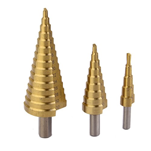 Tools-4-All 3X Large Hss Steel Step Cone Drill Titanium Hexagonal Bit Set Hole Cutter 4-12/20/32Mm