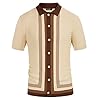 PJ PAUL JONES Men’s Vintage Stripe Knit Polo Shirts Short Sleeve Stylish Button Down Cardigan Sweater