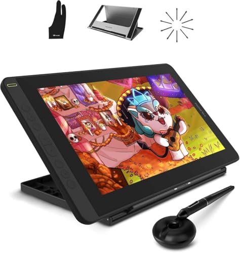 HUION Kamvas 12 11.6 inch Graphic Tablet with Adjustable Stand, 1920x1080 FHD Graphic Drawing Monitor with 8 Shortcut Keys and Battery-Free Stylus, Suitable for Work from Home & Remote Studying