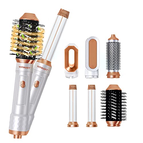Hot Air Brush,6 In 1 Hair Dryer Brush,2023 Negative Ionic Detachable Hair Dryer & Styler Volumizer,Air Culer Wand,Hair Straightener Brush,Blow Dryer Brush With Ceramic Coating,Hair Styling Tools Set #TOP8