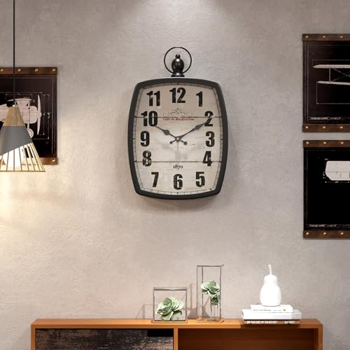 Menterry LARGE RECTANGLE CLOCK BLACK Rectangle Retro Large Wall Clock thumb #4