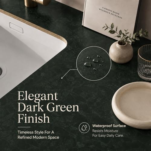 Abyssaly Dark Green Peel and Stick Wallpaper - 23.6" x 196.8" Modern Textured Embossed Wall Paper Thicken - Removable Waterproof Self Adhesive Vinyl Contact Paper for Bedroom Bathroom Cabinet Decor — view 5