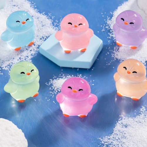 TOYANDONA Mini Resin Penguin Figurines Glow in the Dark Luminous Animals 12 Pcs Set for Fairy Garden Micro Landscape Home Decoration - Image 6