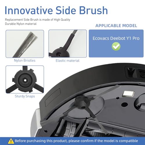 Image of Verilux 13Pcs Replacement Parts for Ecovacs Deebot Y1 Pro / Y1 Robot Vacuum Cleaner, Replenishment Kit Replacement Accessories Includes 4 Microfiber Pads, 4 Side Brushes, 4 Filters & 1 Cleaning Brush