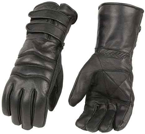 Milwaukee Leather SH233 Men's Black Leather Warm Lining Gauntlet Motorcycle Hand Gloves W/Double Strap Cuff Pull-on Closure - Image 8