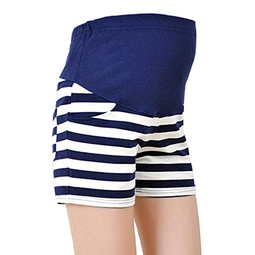 WNuanjun, Femmes Enceintes de Coton rayé Pantalons maternité Taille Haute Femmes Shorts pour l'été de Printemps rayé Pantalon Court Enceinte M/L/XL YYT 62 (Color : Pink, Maternity Size : L) Cover