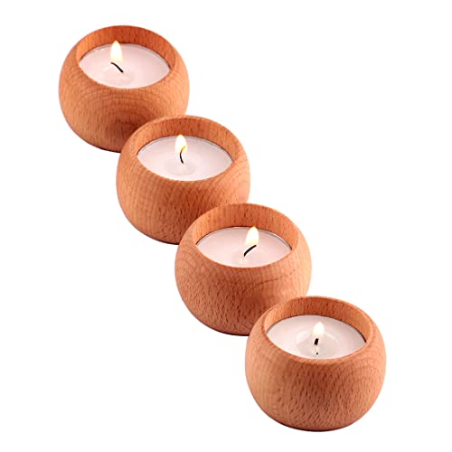Wooden Tealight Candle Holder - Wood Votive Candle Holders - Set Of 8 - Natural Wood Candle Holders For Table, Boho Decor, Tropical Decor, Wedding Decorations Rustic Theme,Good For Gift. #TOP5