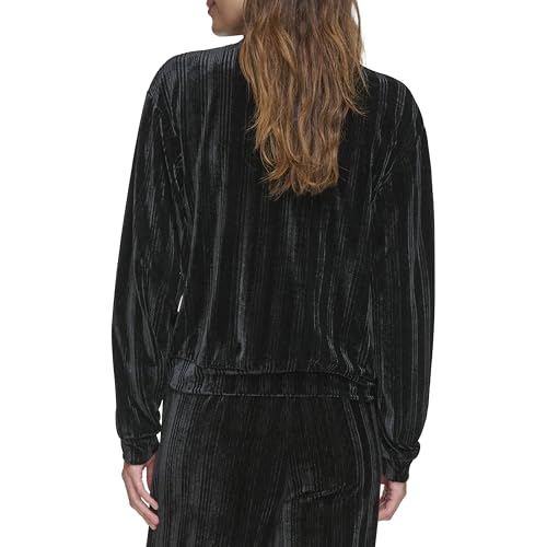 Andrew Marc Women's Round Neck Velvet Ribbed Top4