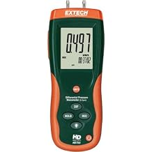 Extech HD755 Heavy Duty Differential Pressure Manometer - 0.5 psi Low Range & High Resolution | Digital HVAC Gauge with 11 Measurement Units, USB Interface, Backlit Display, and Hard Carrying Case