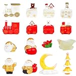 DERAYEE 24 PCS Miniature Christmas Figurines, Mini Christmas Ornaments DIY Kits Santa Claus Mini Train Snowman Beer Gifts for Home Garden Party Desktop Decoration