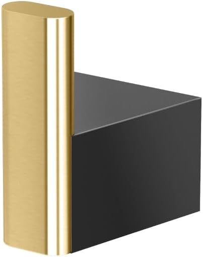 Gatco 5675 A-Line Single Robe Hook, Wall Mounted Hook for Bathroom Towels & Robes, Brushed Brass and Matte Black