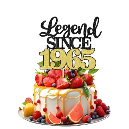 LIANRISES Legend SINCE 1965 Happy 60th Birthday Cake Toppers for Men Women Glitter Black and Golden LIANRISES Legend SINCE 1965 Happy 60th Birthday Cake Toppers for Men Women Glitter Black and Golden