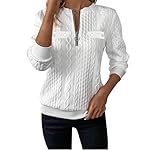 Women's Half Zip Quilted Pullover Sweatshirts Crew Neck Long Sleeve Tops Textured Solid Casual Fashion Fall Sweaters