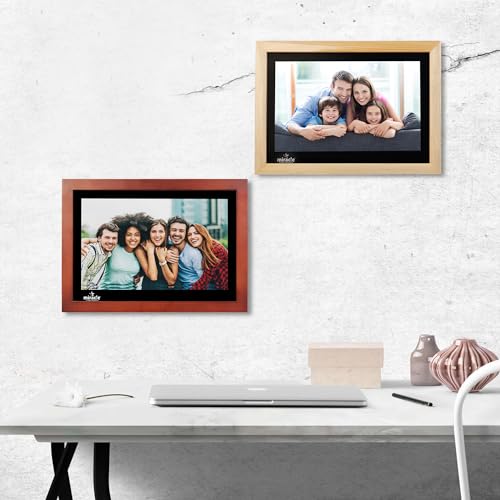 Image of Miracle Digital 12'' HDMI Wooden Hi-Def Digital Photo Frame Premium Mirror Finish,Remote SlideShow,Video Audio,Built in 8GB Memory & 2GB RAM (Light)
