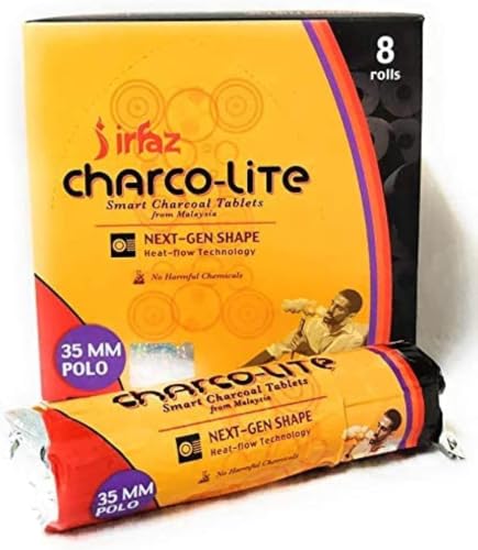 Harbour Delights - Irfaz Charco-Lite Charcoal For Bakhoor- Smart Charcoal Tablets - Bakhoor Coal 40 mm- 80 Pcs (8 Rolls) فحم بخور