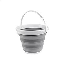 Balde de Silicone Retrátil Dobrável, 5 Litros, Multiuso, Balde de Limpeza em Geral (Cinza)