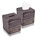Luxe Designs Rustic Wood Tissue Box Cover with Slide-Out Bottom Panel - Decorative Mango Wood Tissue Box Holder for Bathroom, Car, or Office Desk - 5.7 x 5.7 x 6.5 Inches, Dark Burnt (Set of 2)