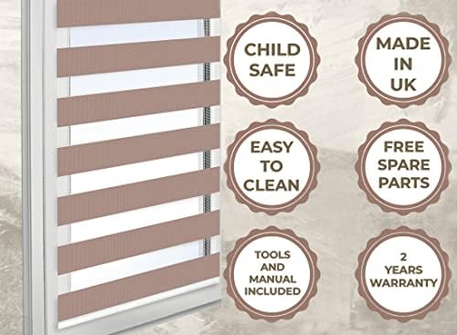 ZEBRA BLINDS | Day and Night | 50-55-65-75-85-95-105-115-125-135-145-155-165-175-185-195-205-215-225-230 cm Width | 150 cm Drop | Made to Measure | Customized | Bespoke (White, 50cm)